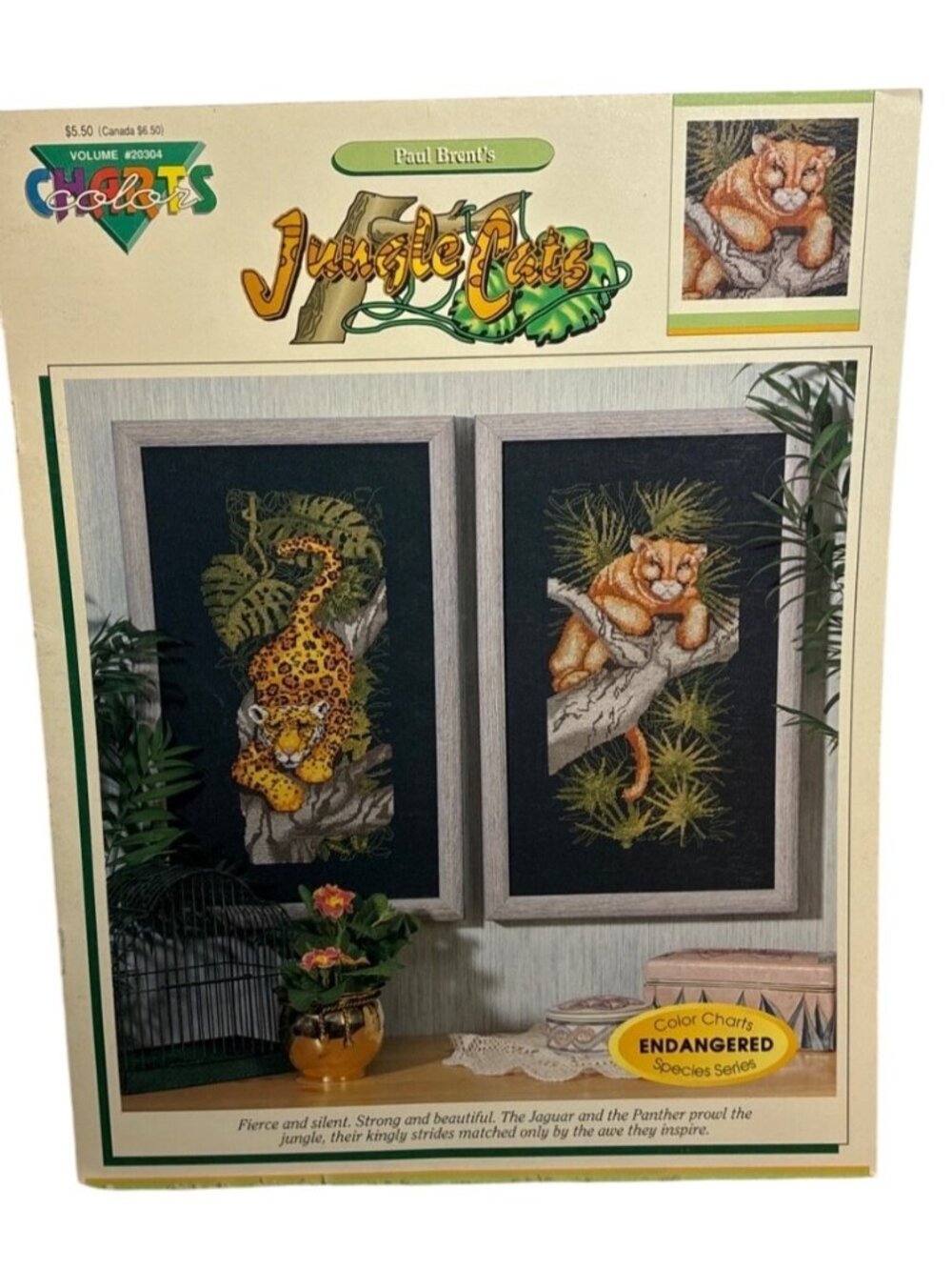 Jungle Cats Cross Stitch Pattern Booklet #20304 Leopard  Jaguar Paul Brents